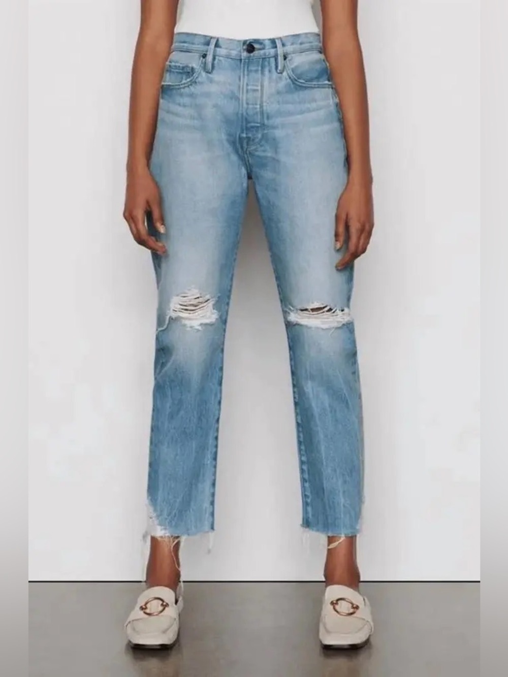 NEW Frame Denim Light Blue Le Original Jeans Limelight Chew Sz 28